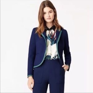 NEW Tory Burch Royal Navy Blazer with Green Trim Perfect Workwear Jacket